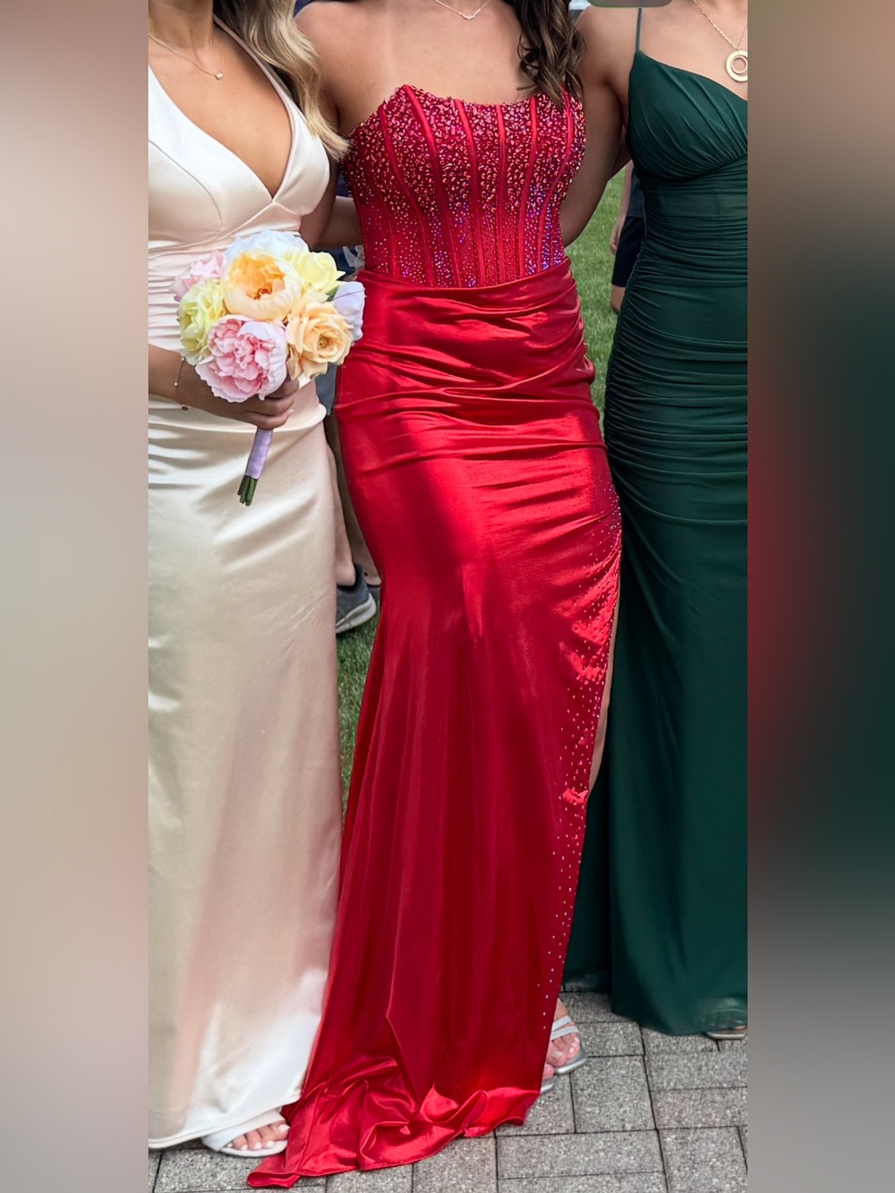 Red Alyce Paris Prom Dress with Beaded Bodice